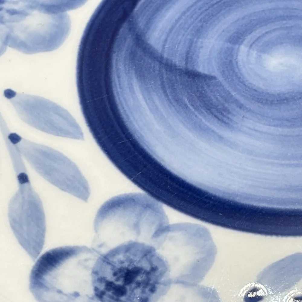 Gibson Houseware Blue Floral Ceramic Salad/Dessert‎ Plates Set of 2 Vintage